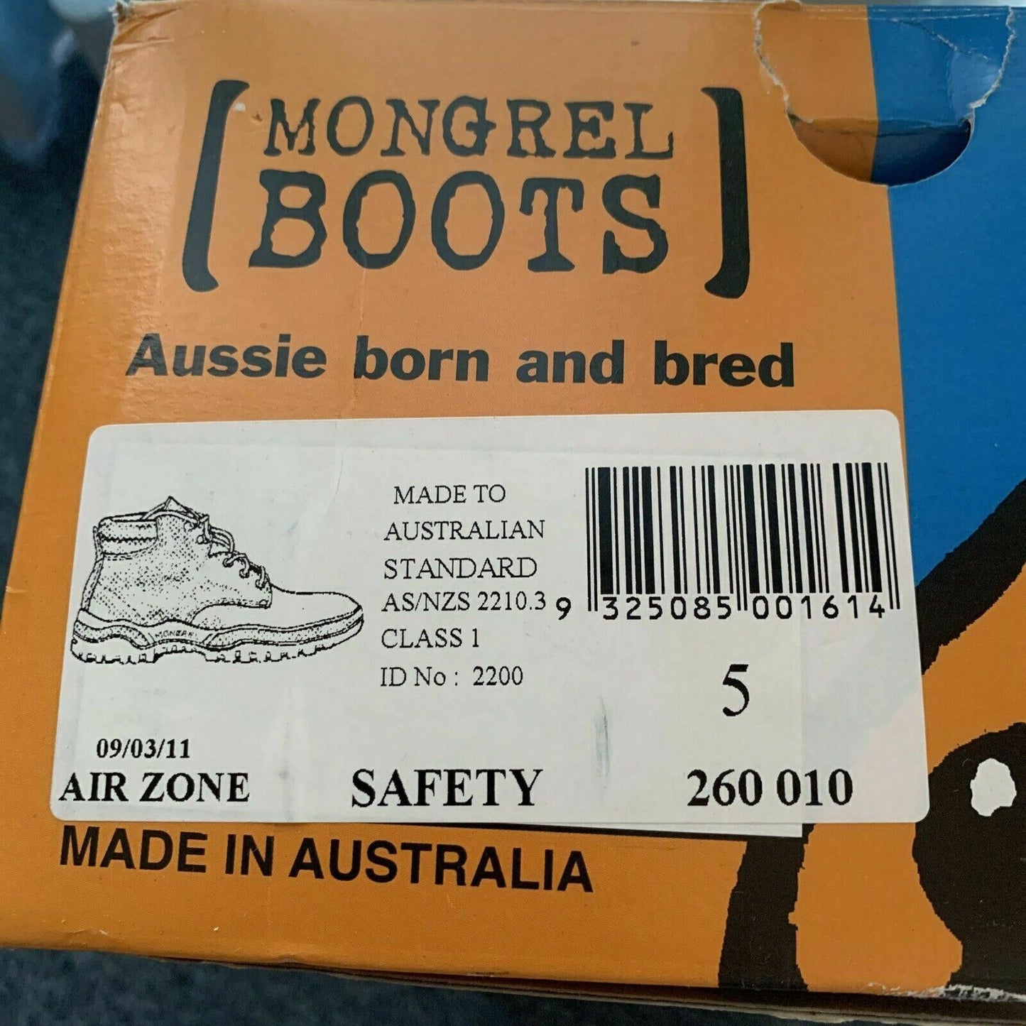 Mongrel 260010 Brown Leather Safety Boots Lace Up Size 5 UK Air Zone Comfort