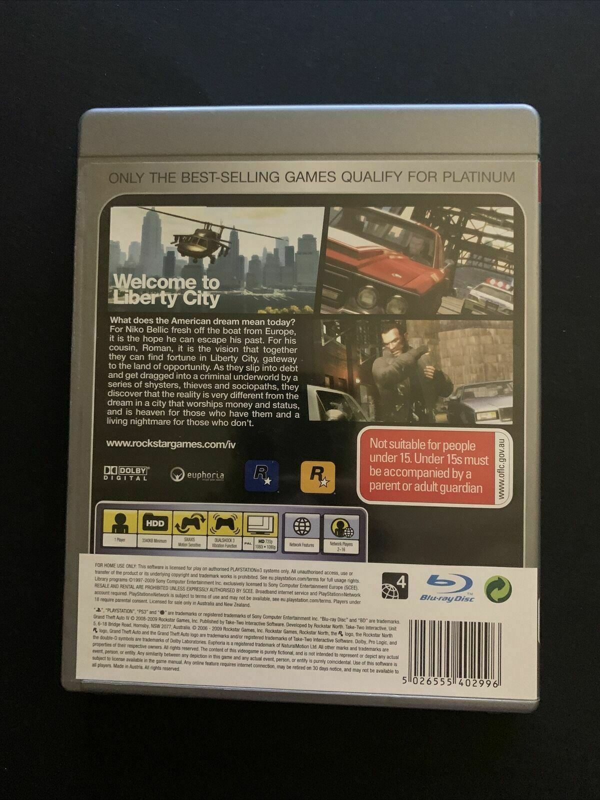 Grand Theft Auto IV (PlayStation 3, 2008) GTA 4 with Manual + Map