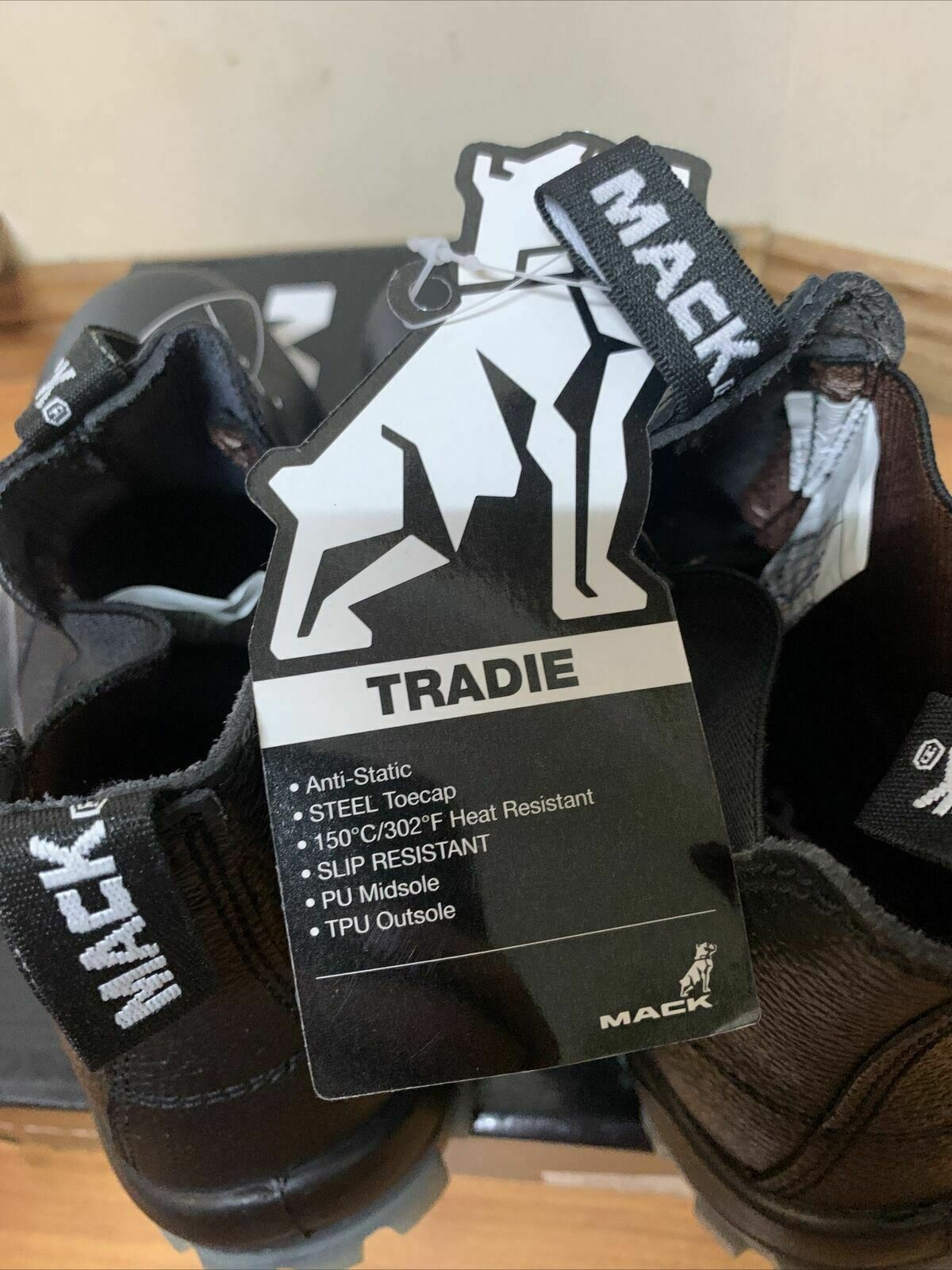 Mack Boots Tradie Men's Pull-On Safety Work Boots, Leather, Steel Toe 11AU 12US