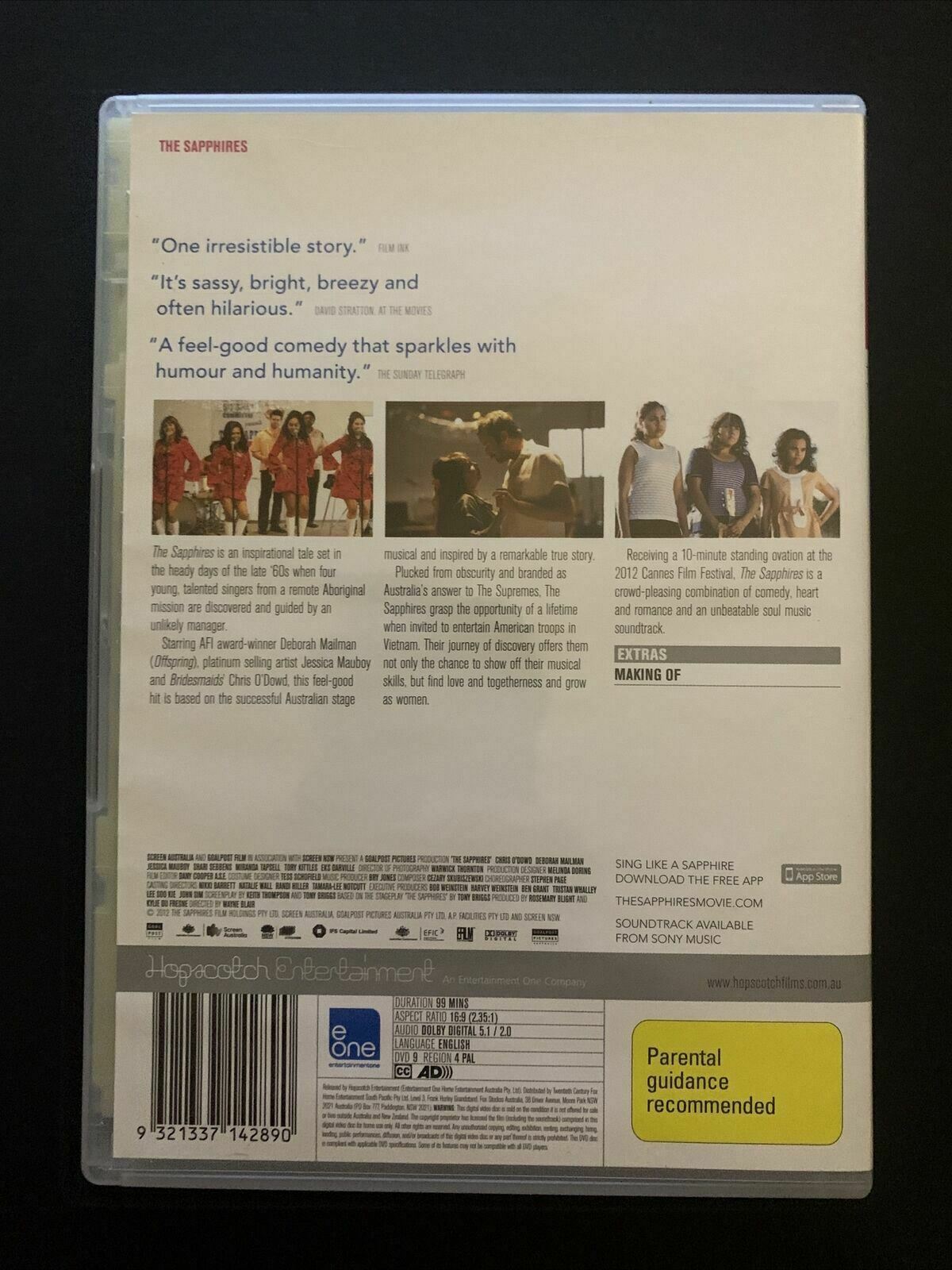 The Sapphires (DVD, 2012) Chris O'Dowd, Deborah Mailman, Jessica Mauboy Region 4