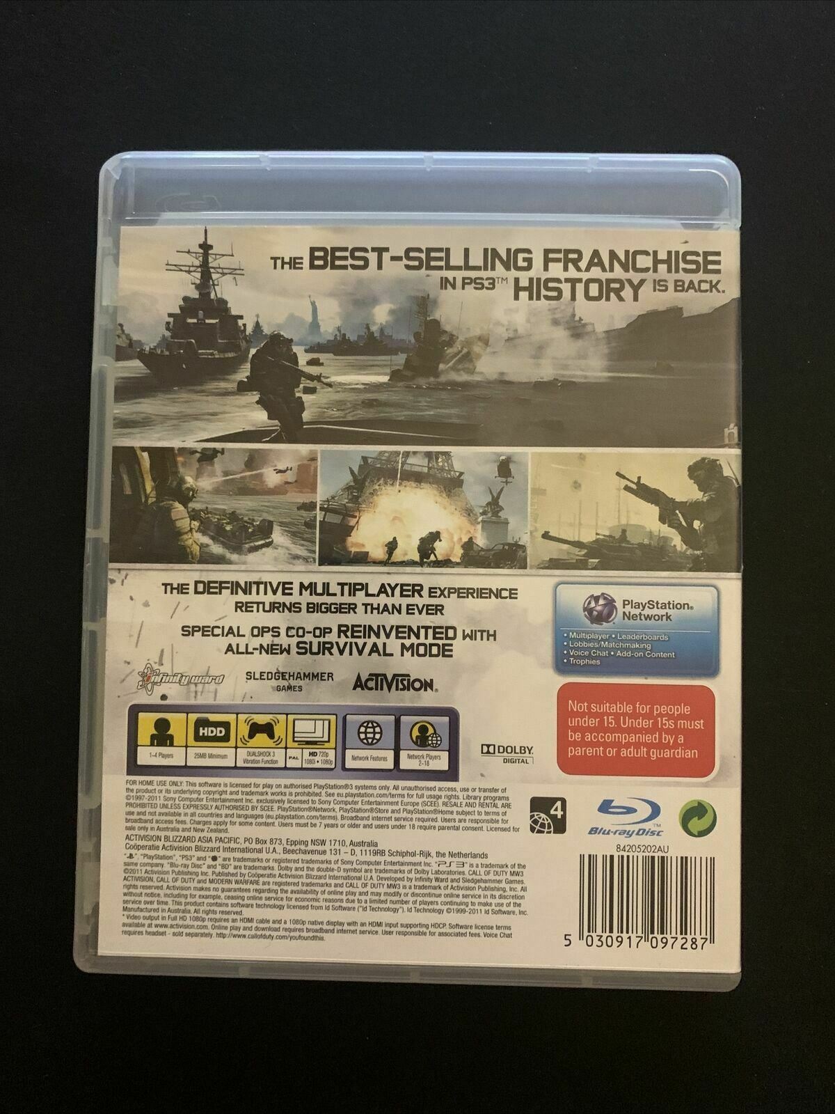 Call of Duty Modern Warfare 3 MW3 Sony Playstation 3 Game Complete PS3