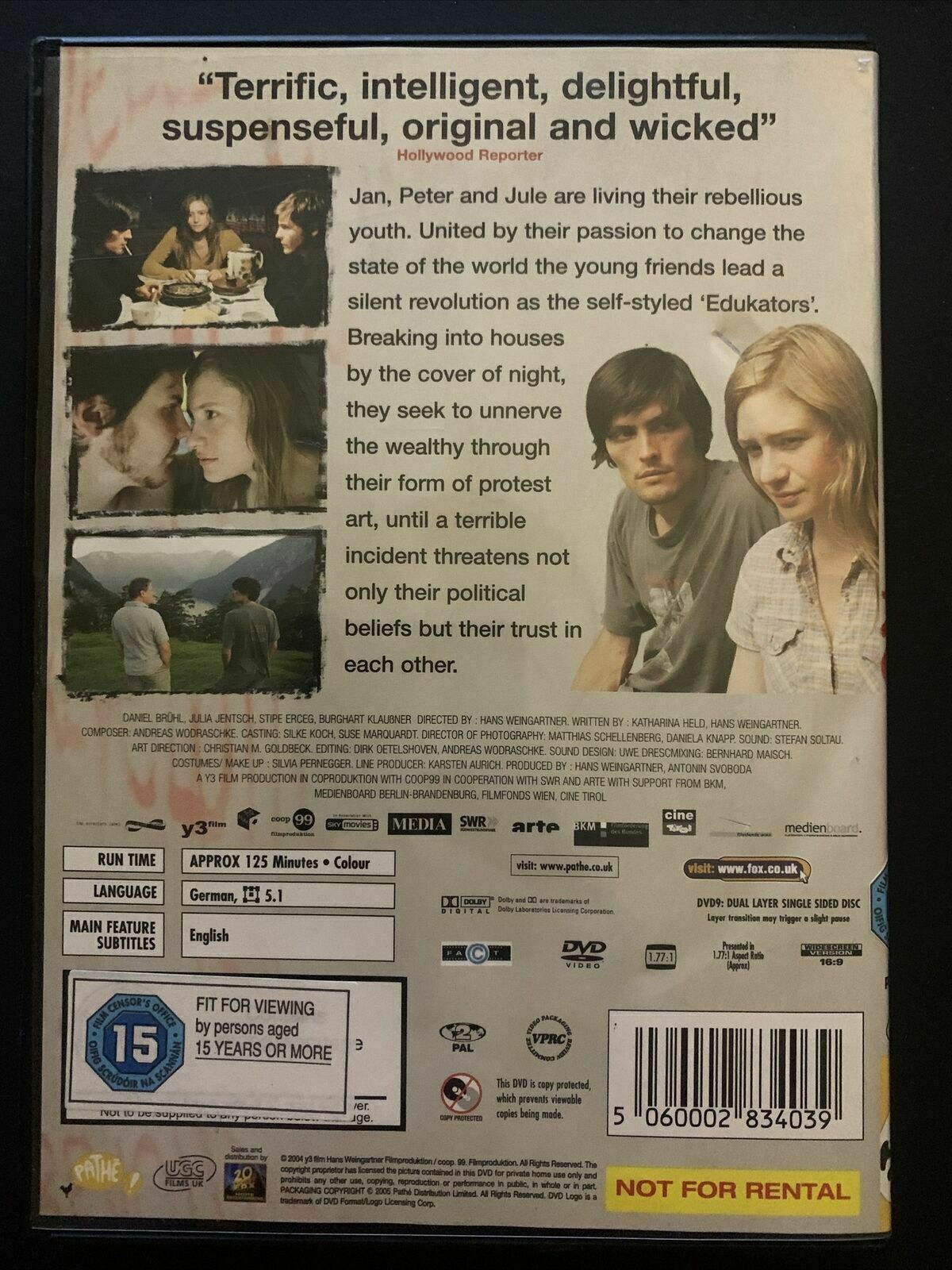 The Edukators (DVD, 2004) Daniel Brühl, Julia Jentsch, Stipe Erceg - Region 2