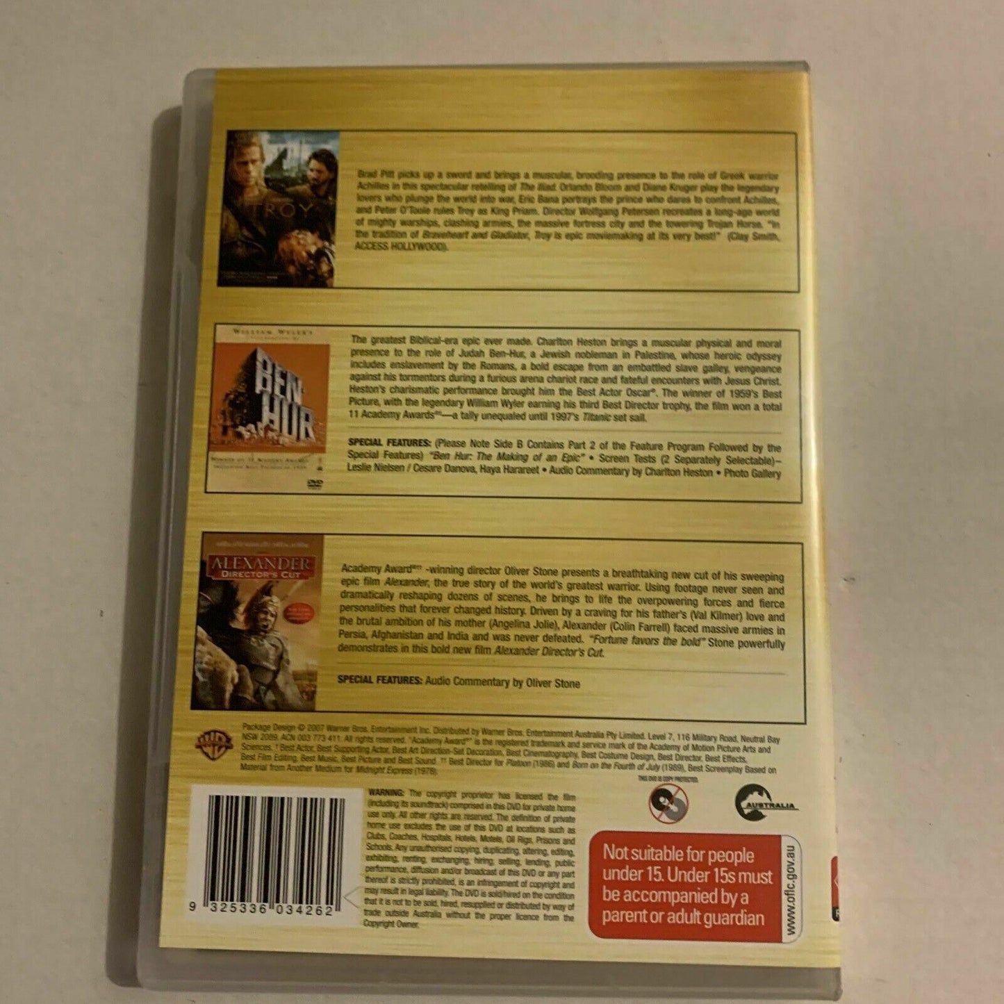 Alexander  / Troy  / Ben Hur (DVD, 2007, 3-Disc Set) Region 4&2