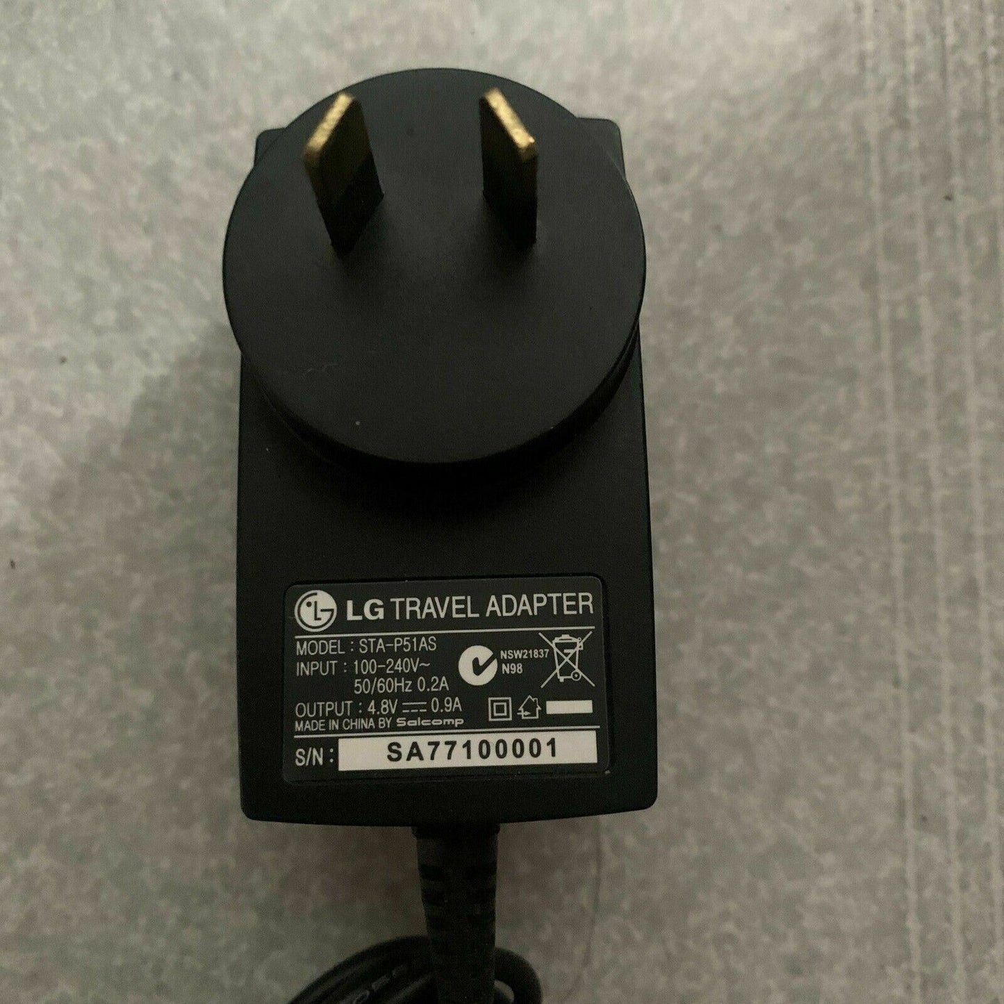 Genuine LG Travel Adapter STA-P51AS AU Plug