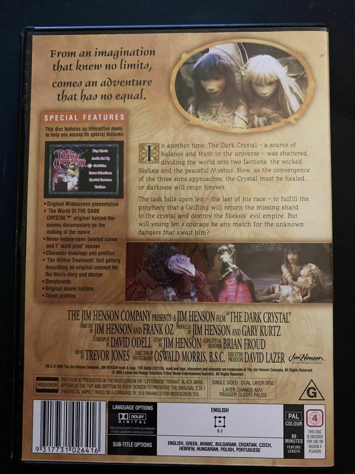 The Dark Crystal (DVD, 1982) Jim Henson, Kathryn Mullen, Frank Oz. Region 4
