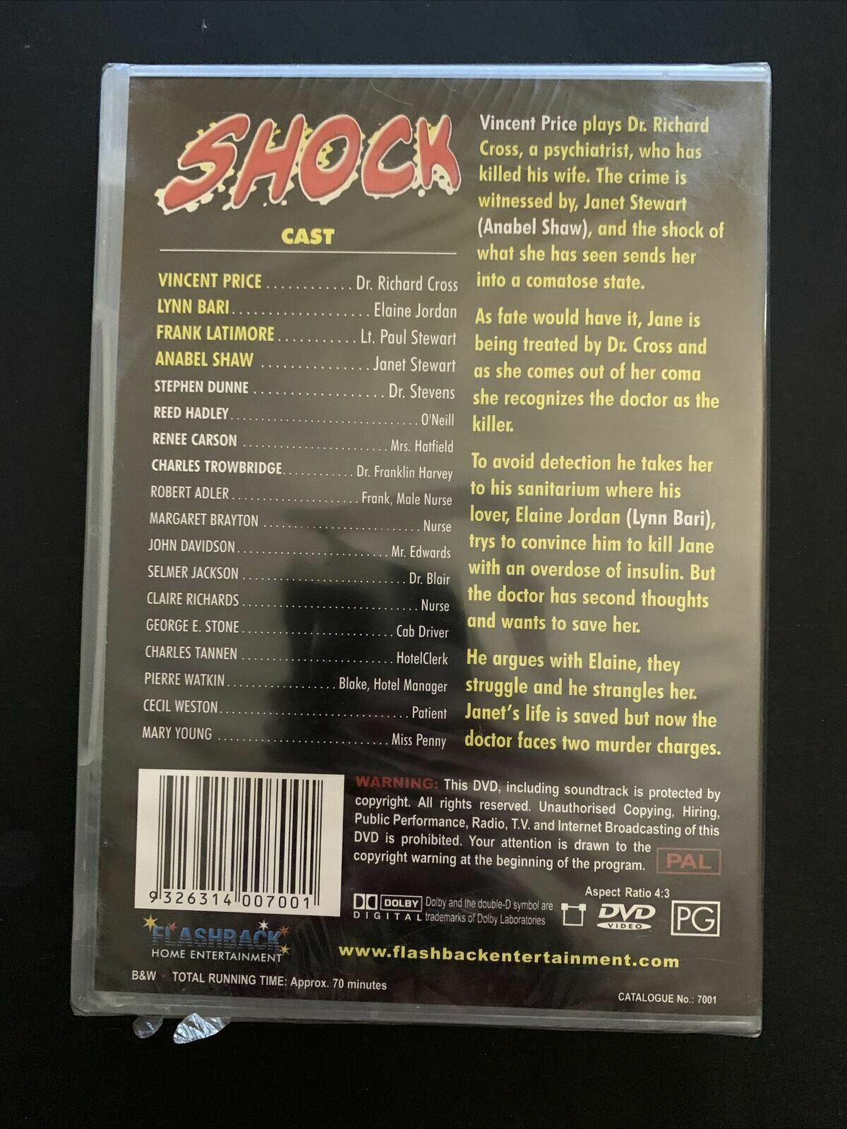 *New Sealed* Shock (DVD, 1946) Vincent Price, Lynn Bari, Frank Latimore