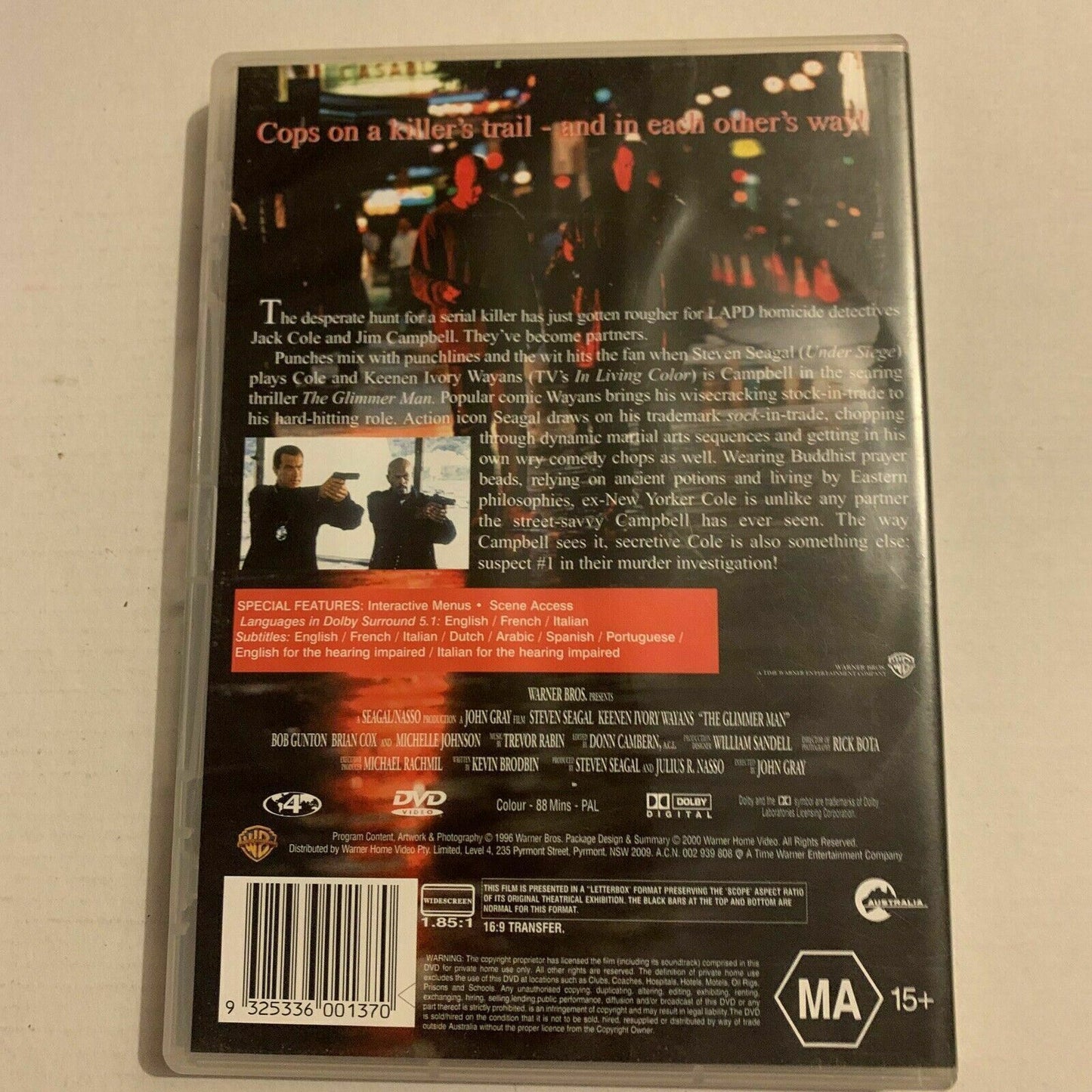 Steven Seagal: Against The Dark & The Glimmer Man DVD Region 4&2