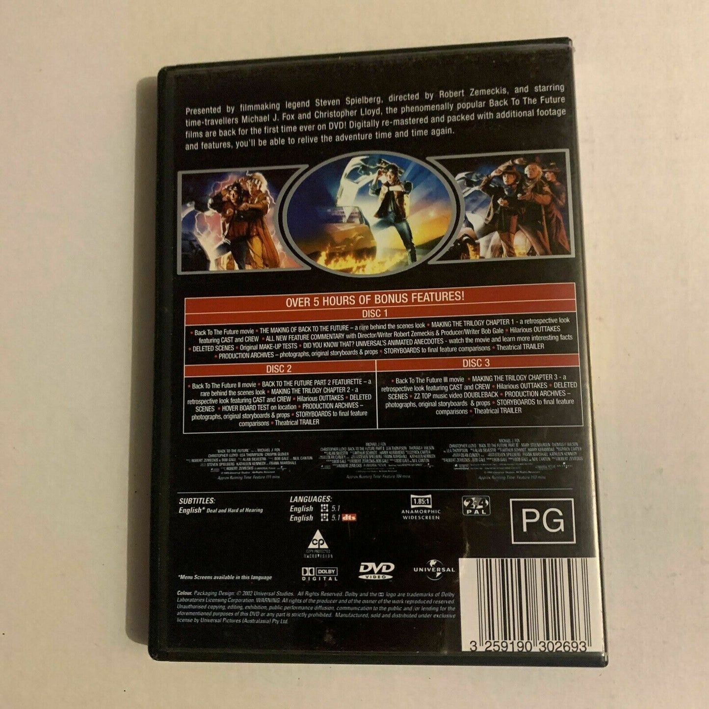 Back To The Future - The Trilogy (DVD, 1985, 3-Disc Set) Region 4 & 2