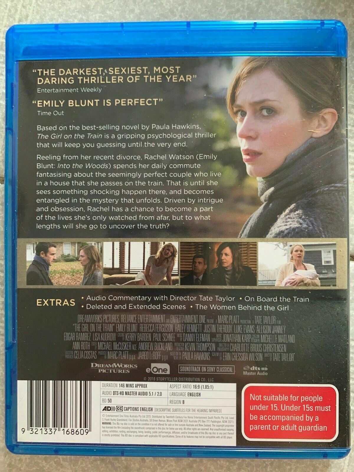 The Girl On The Train (Blu-ray, 2017) Region B. Emily Blunt, Haley Bennett