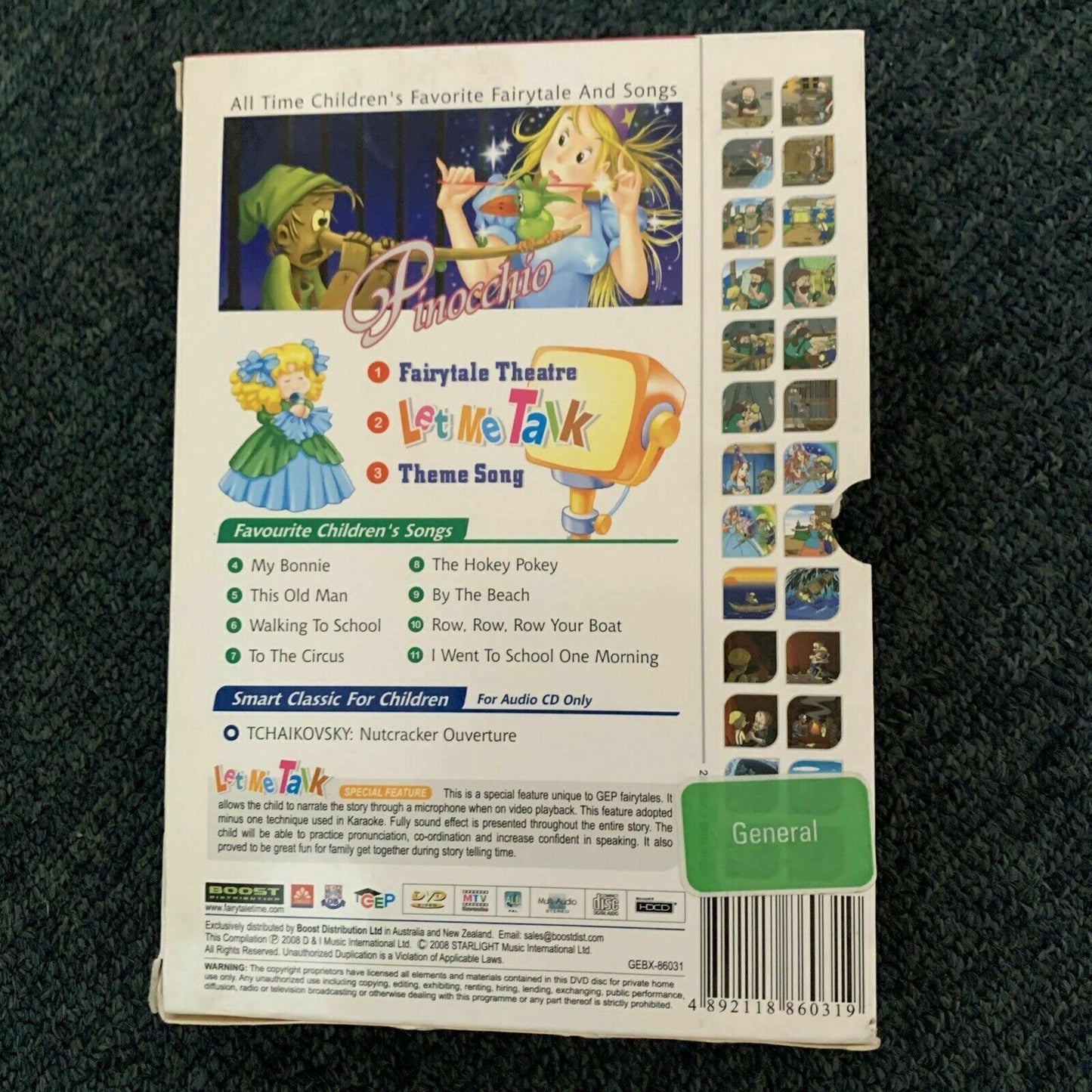 Pinocchio CD DVD Sing Along Lyrics Book & Story Book Set DVD