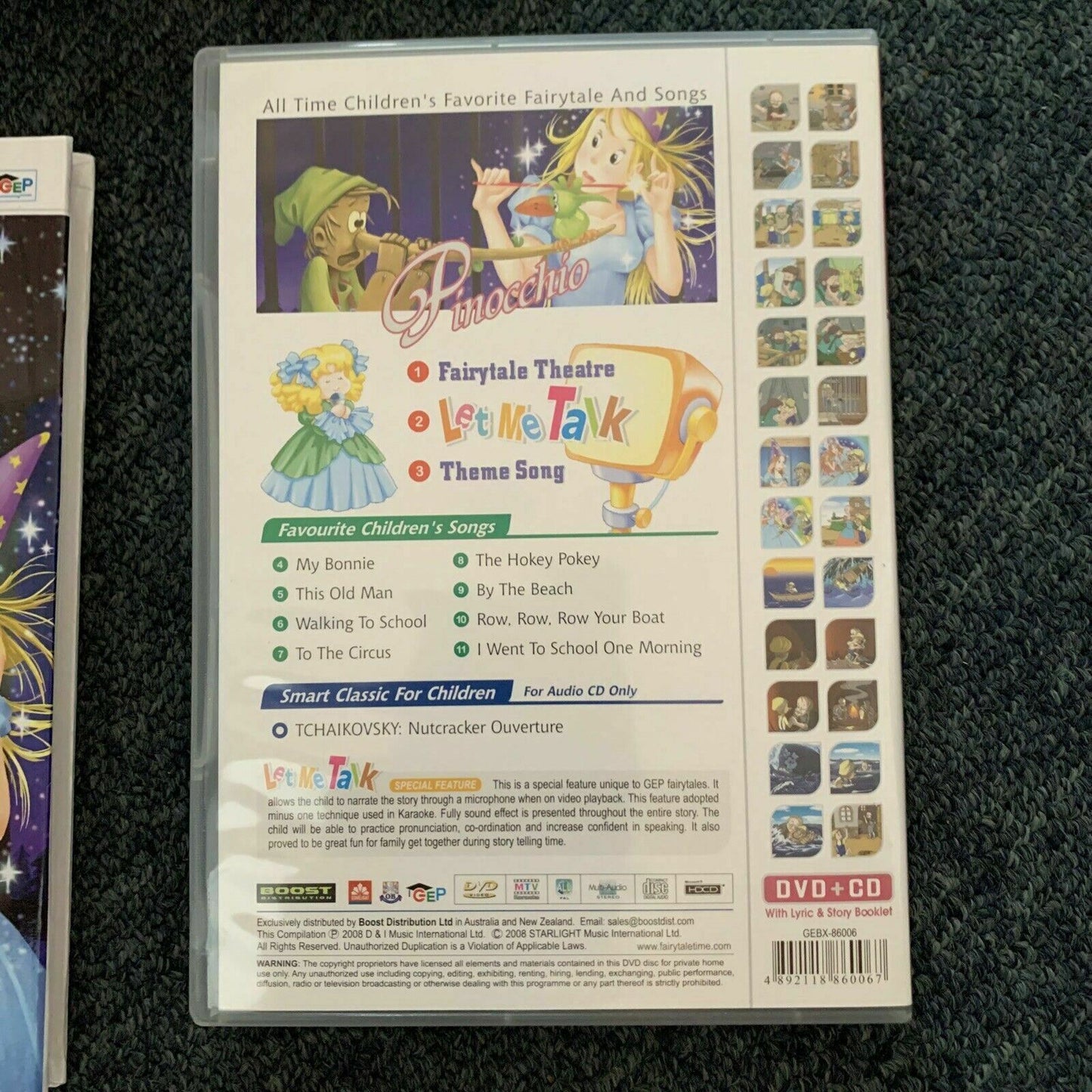 Pinocchio CD DVD Sing Along Lyrics Book & Story Book Set DVD