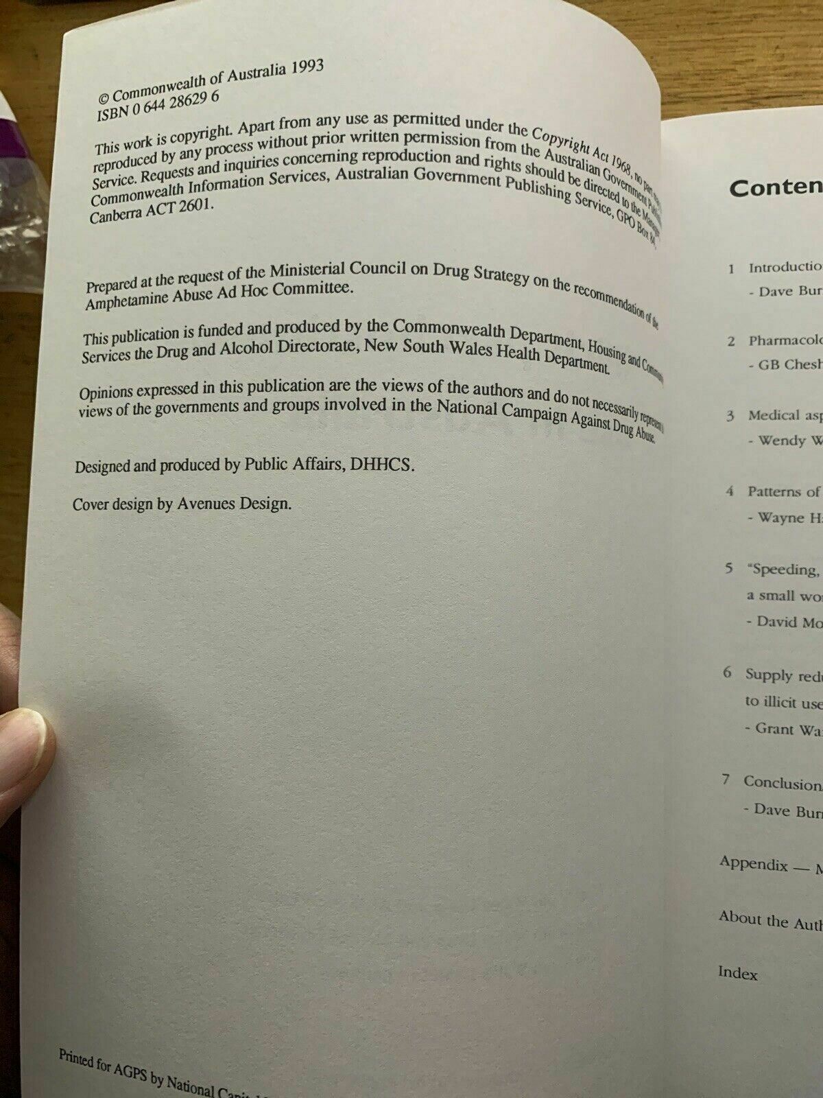 Illicit Psychostimulant Use In Australia Book edited by Dave Burrows 1993