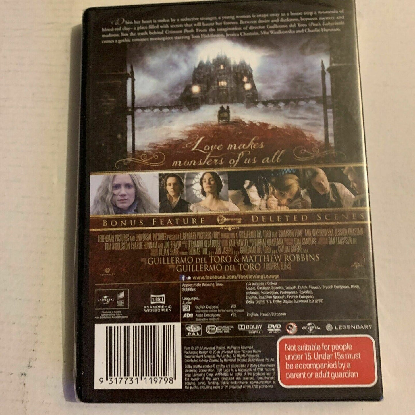 *New Sealed* Crimson Peak (DVD, 2015) Guillermo Del Toro. Region 4,2,5