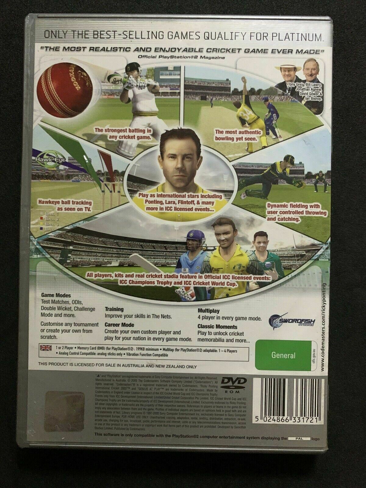 Ricky Pointing Cricket 2005 & EA Cricket 2002 - Sony PlayStation 2 PS2  Manual