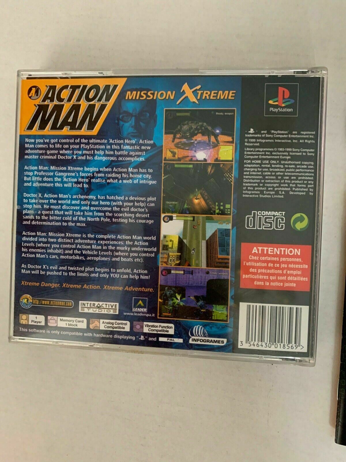 Action Man Mission Xtreme. Complete with Manual. PAL Infogrames - Sony PS1 Game