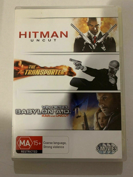 3x Jason Statham Films: The Transporter / Babylon A.D. / Hitman DVD Region 4