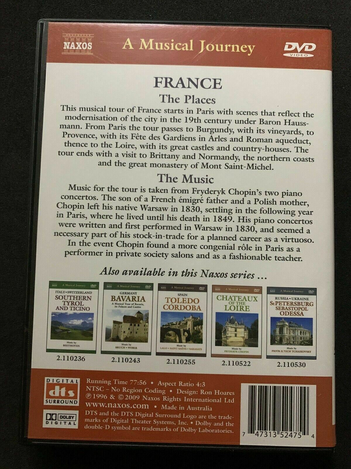 Musical Journey: France - Paris, Burgundy, Provence, Brittany, Normandy DVD