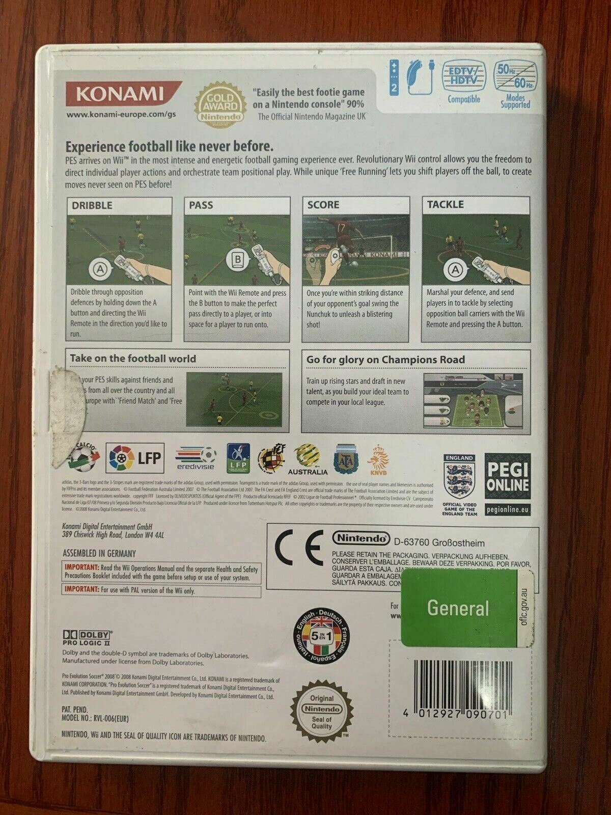 Pro Evolution Soccer 2008 (Nintendo Wii) PAL with Manual