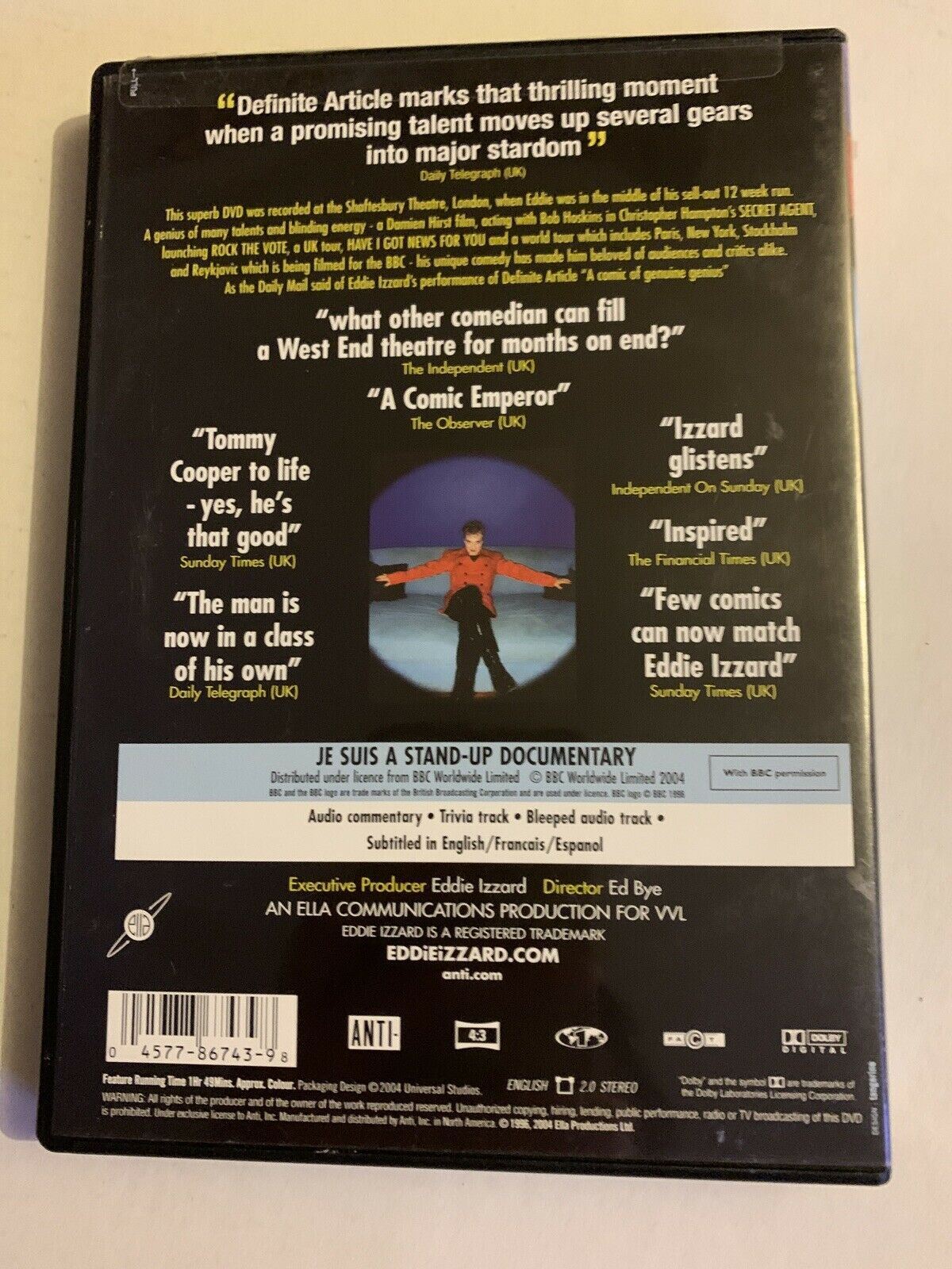 Eddie Izzard: Definite Article - Live (DVD, 2004) Region 1