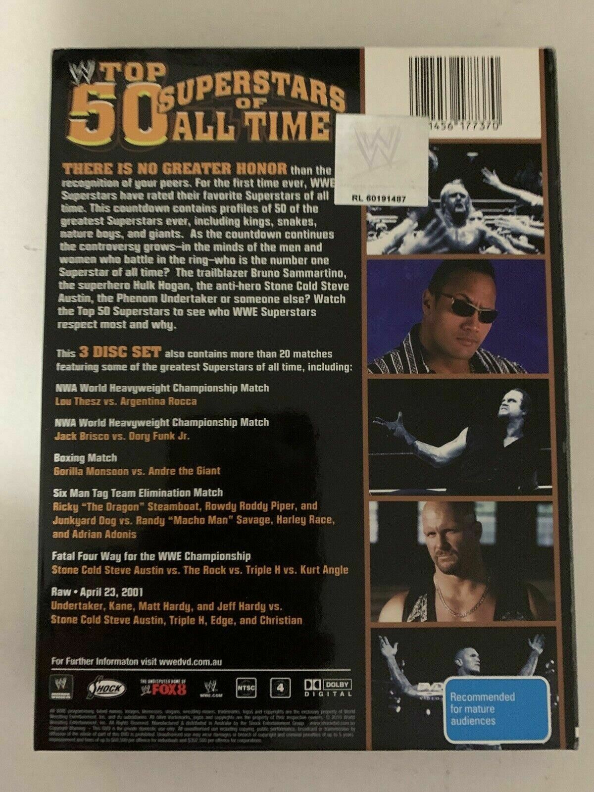 WWE - Top 50 Superstars Of All Time (DVD, 2011, 3-Disc Set) Region 4