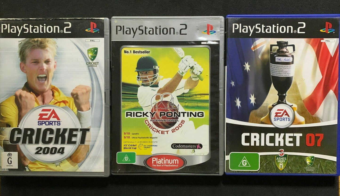 3x Cricket PS2 Collection - Ricky Ponting, Cricket 2004 & 07 (Sony PlayStation 2