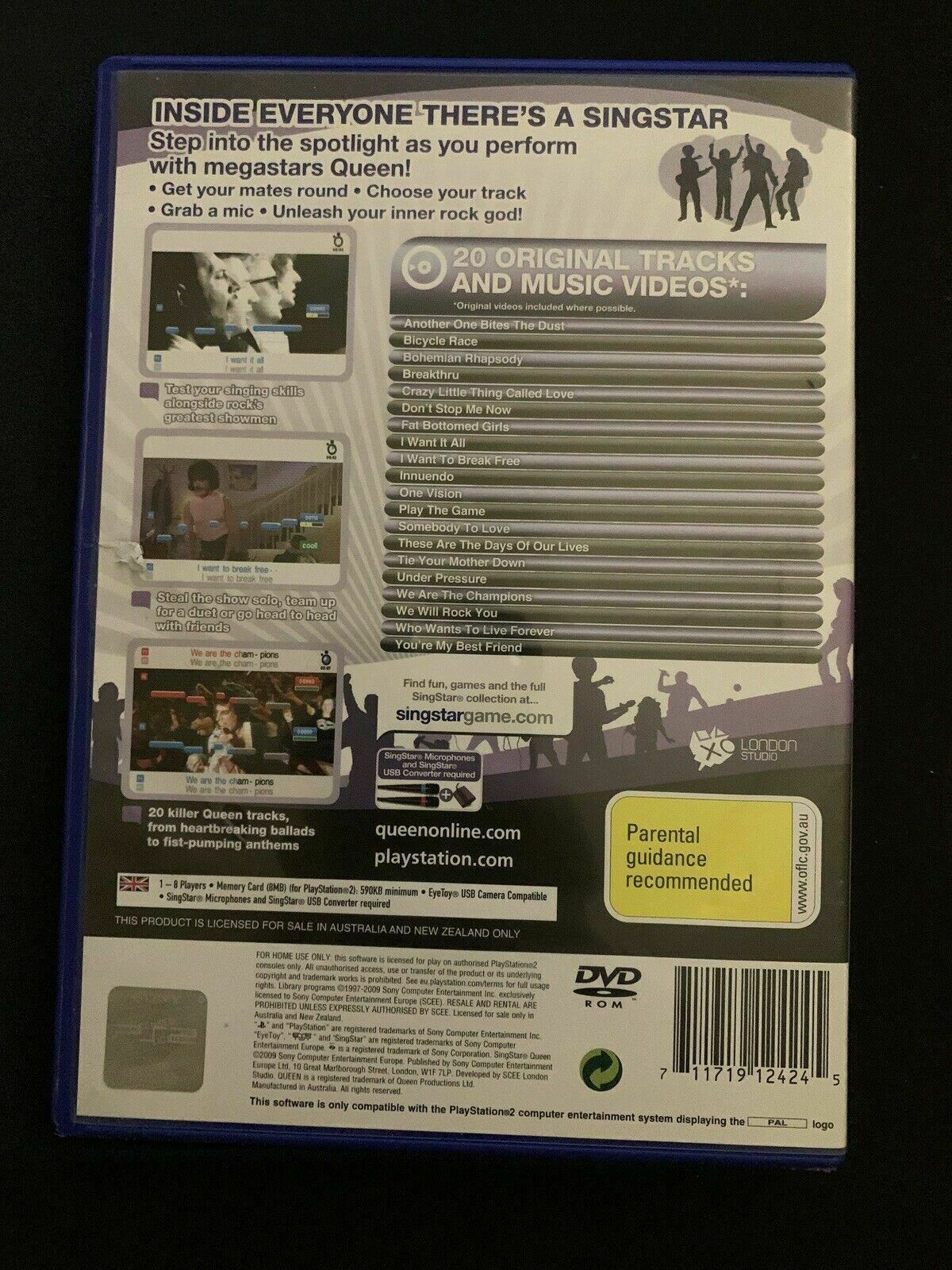 SingStar Queen Sony PS2 Playstation 2 PAL Karaoke Game With Manual