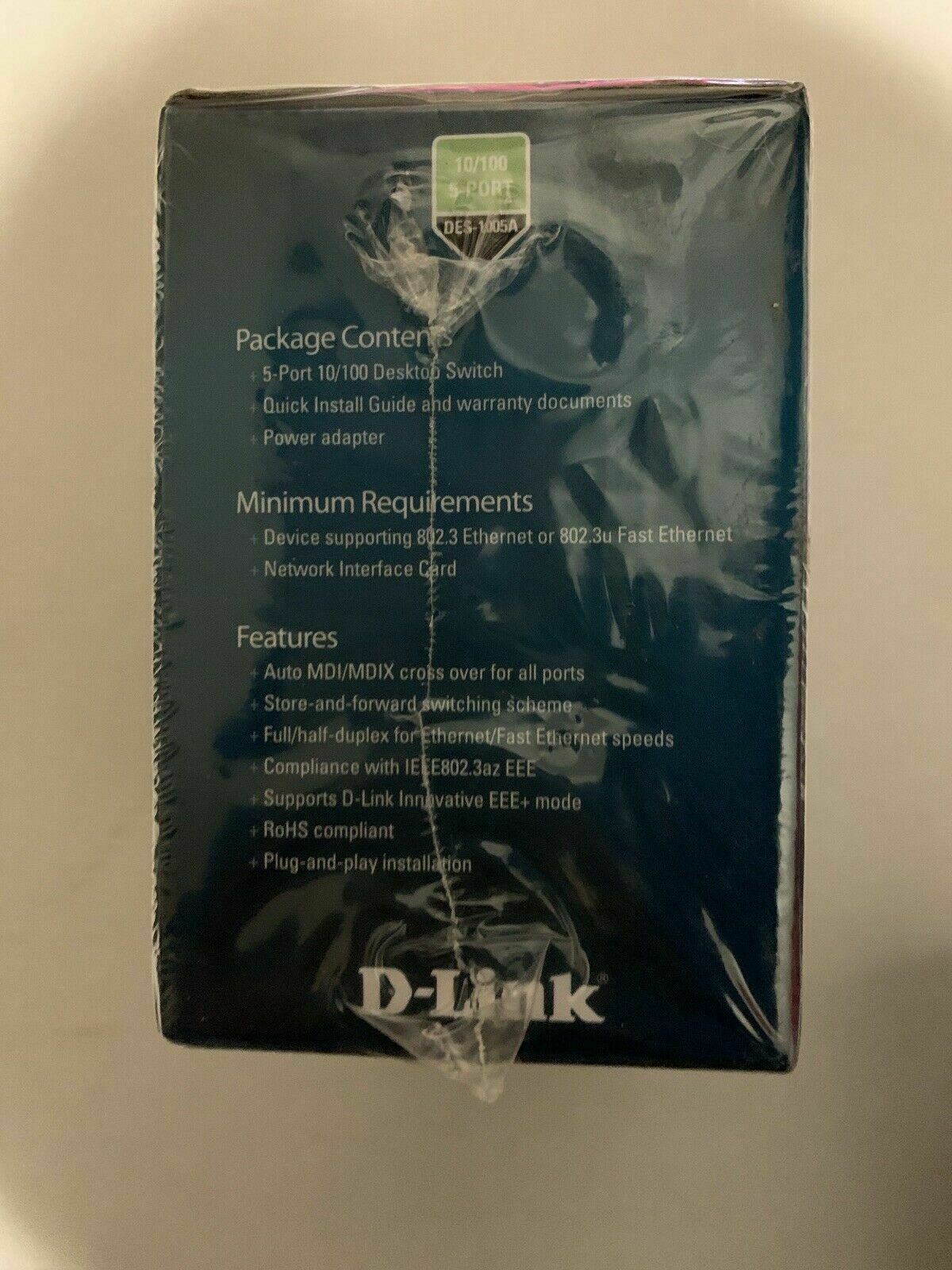 *New Sealed* D-Link 5-Port 10/100 DES-1005A Desktop Switch