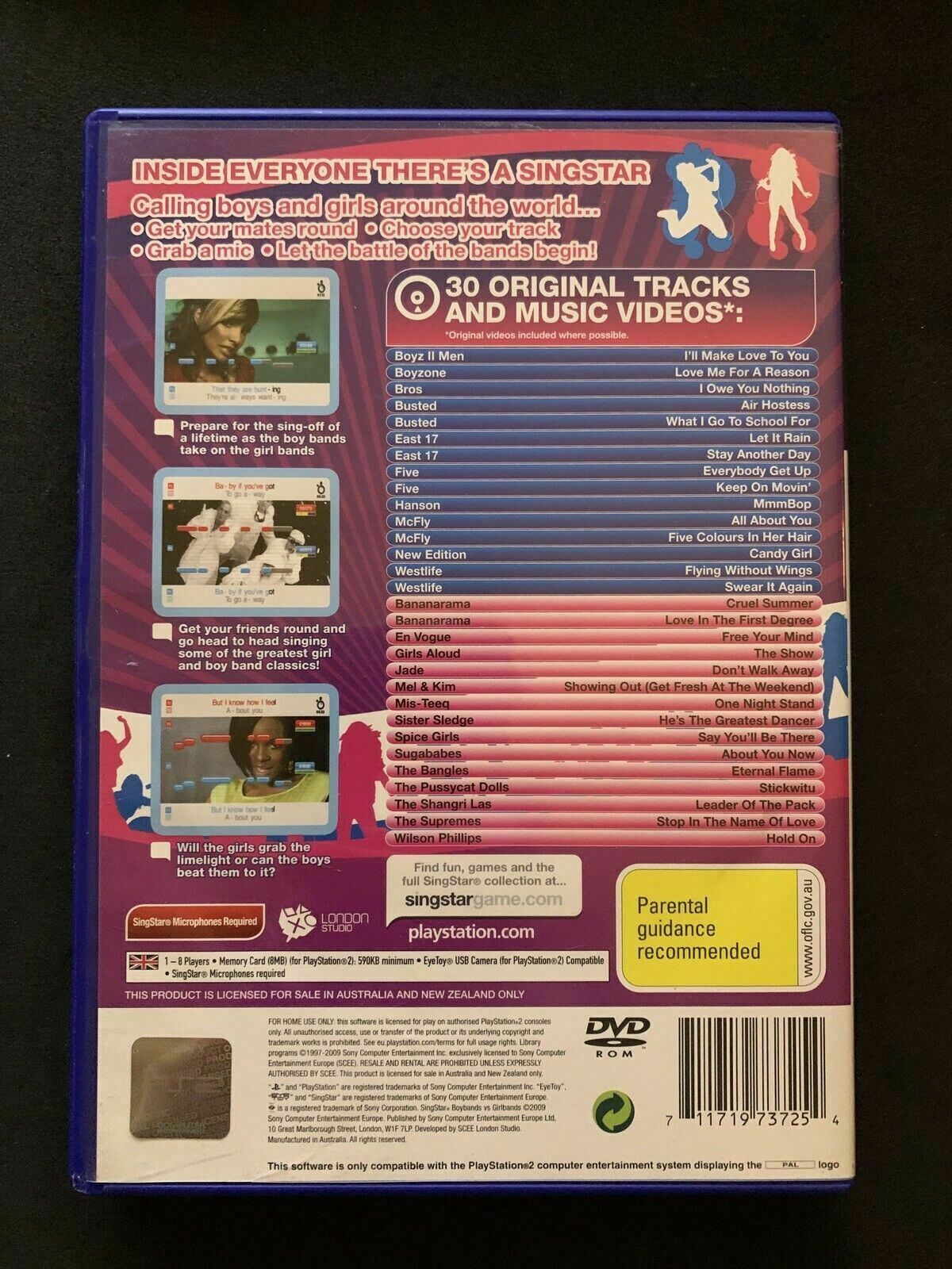Singstar BoyBands vs Girlbands - Sony PS2 PAL Game with Manual