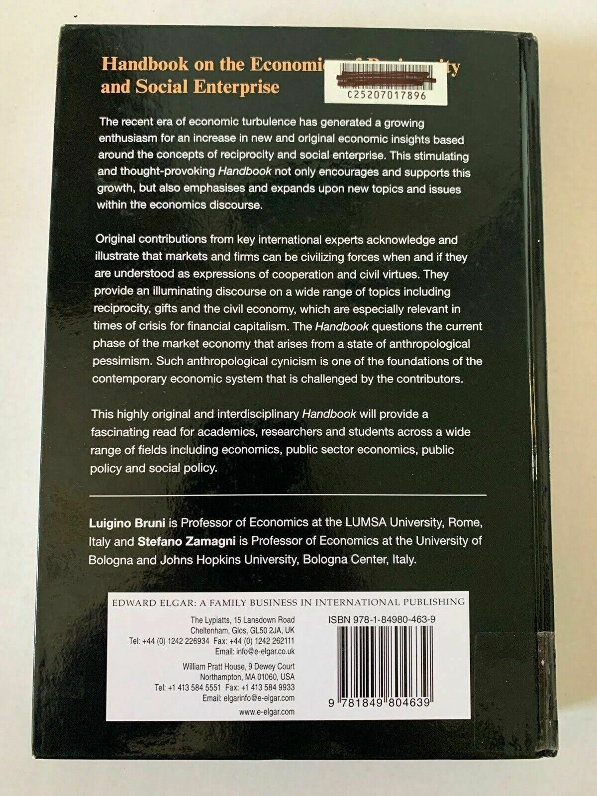 Handbook on the Economics of Reciprocity and Social Enterprise by Luigino Bruni