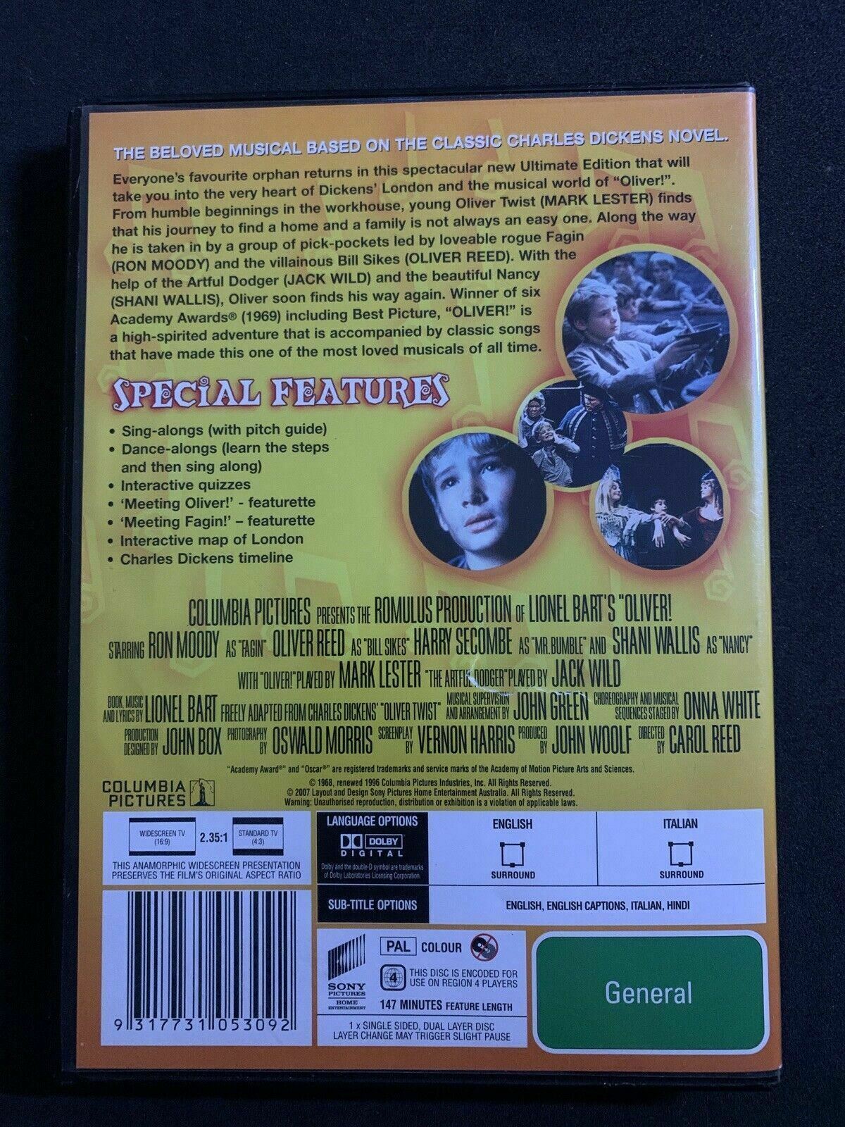 Oliver! - Ultimate Edition (DVD, 1968) Mark Lester. Region 4