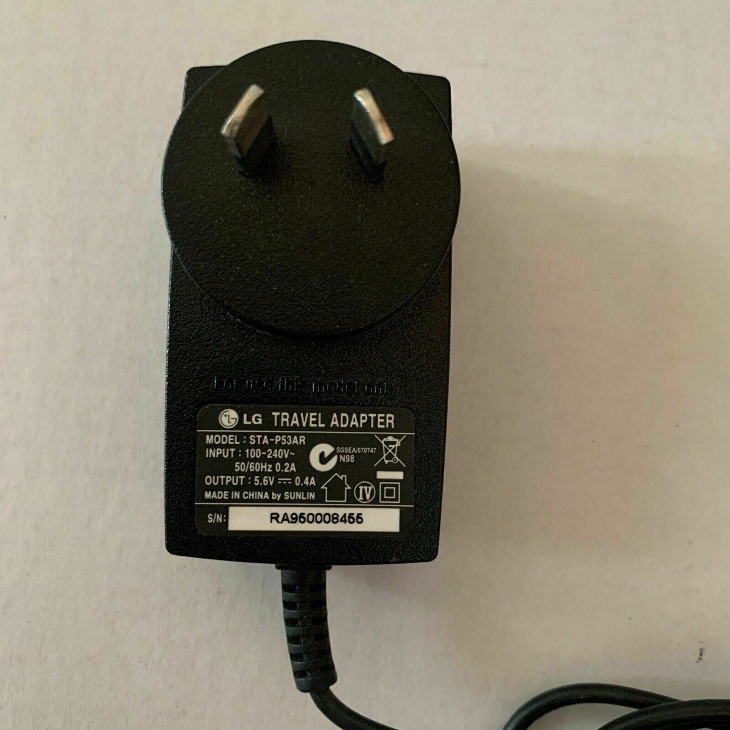 Genuine LG Travel Adapter STA-P53AR AU Plug for Mobile Phone