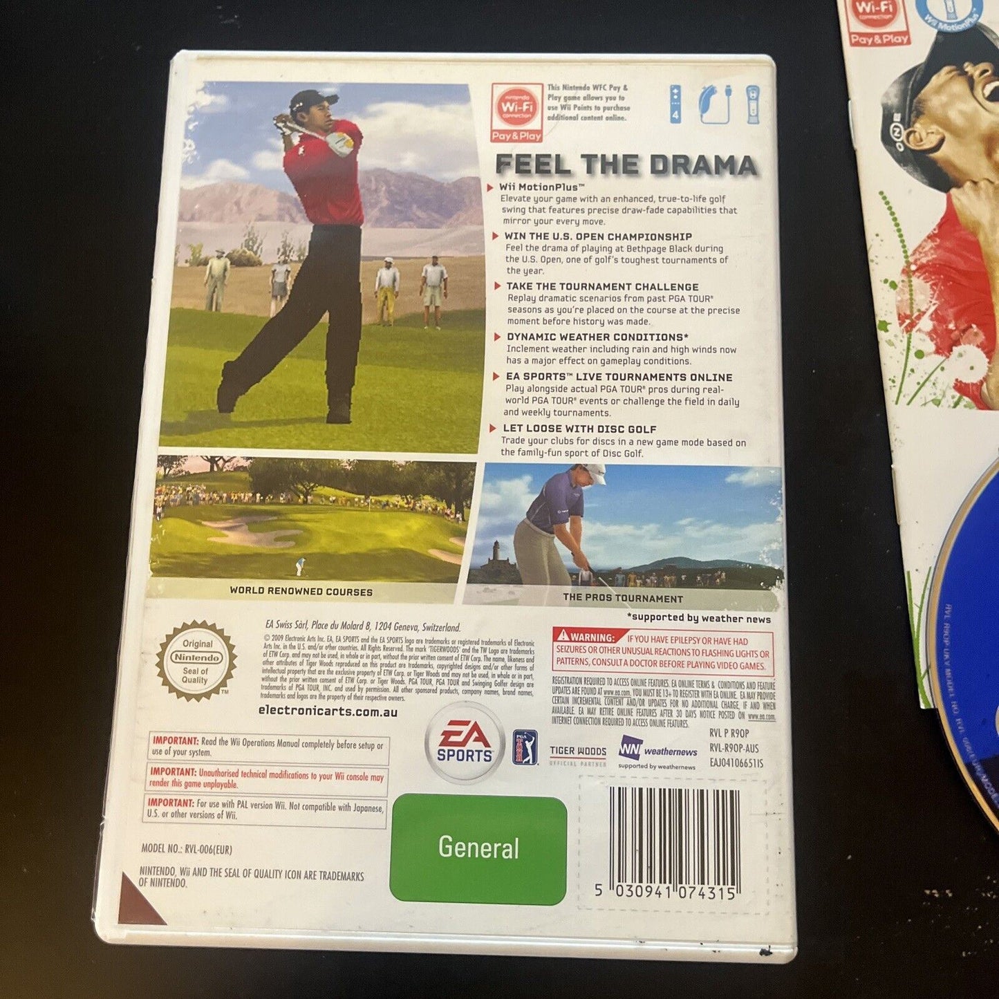 Tiger Woods PGA Tour 10 - Nintendo Wii PAL Golf Game with Manual