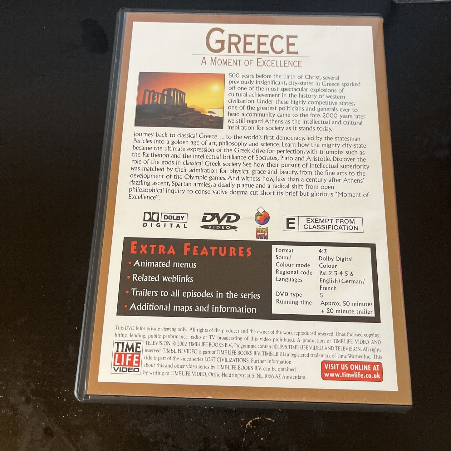 Time Life's: Greece - A Moment Of Excellence (DVD, 2002) NEW Region 4 &2