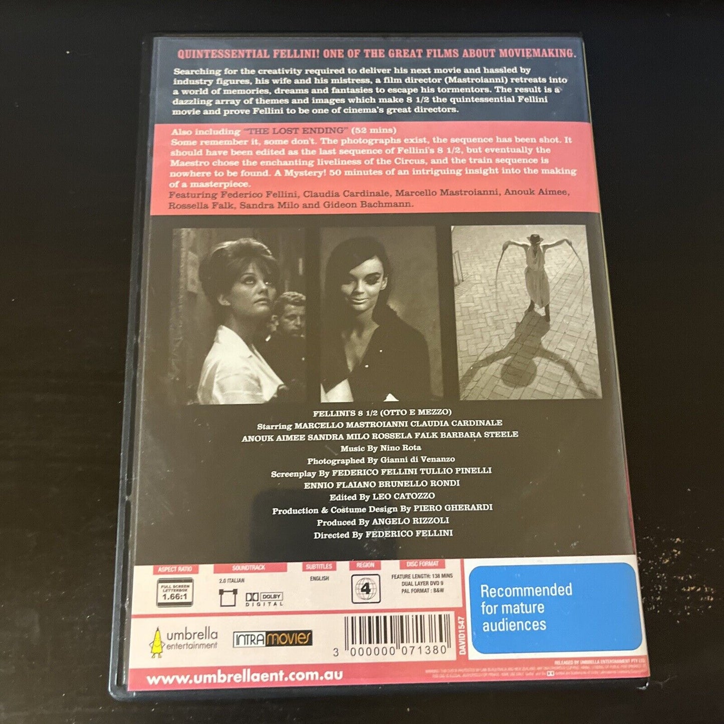 Federico Fellini's: 8 1/2 (DVD, 1963) Marcello Mastroianni Region 4