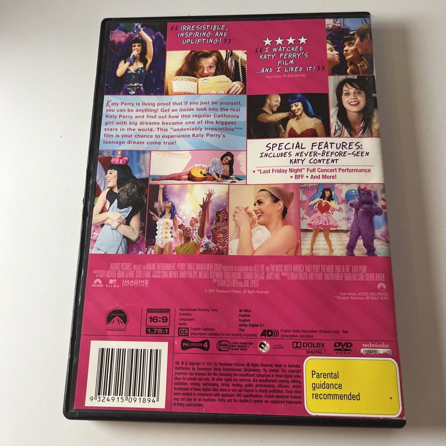 Katy Perry - Part Of Me (DVD, 2012) NEW Region 4