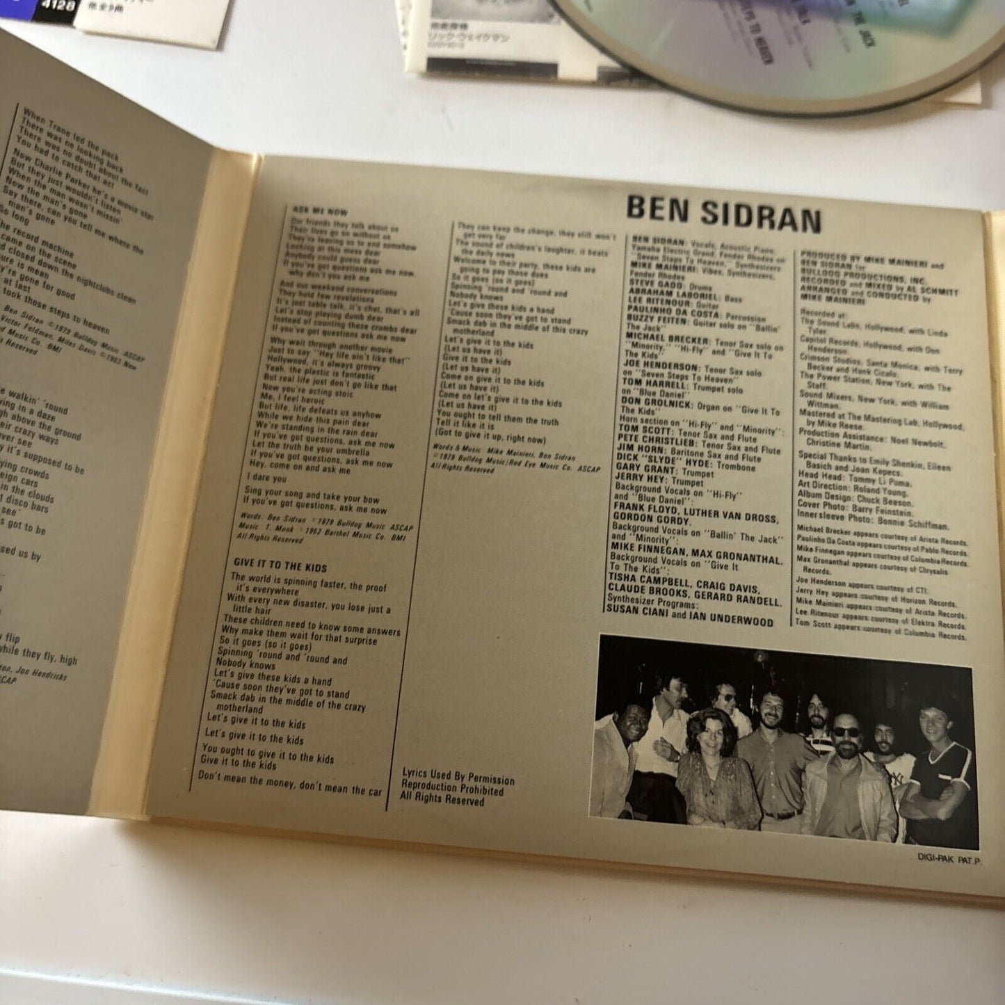 Ben Sidran - The Cat And The Hat (CD, 1979) Obi Japan D18y4128 Digipak