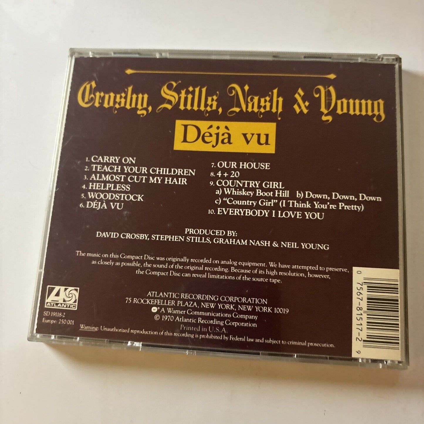 Crosby, Stills, Nash & Young - Deja Vu (CD, 1970) Sd-19118-2