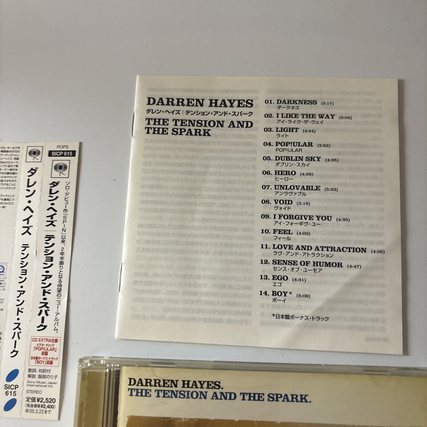 Darren Hayes - Tension and the Spark - Japan Bonus Track (CD, 2004) Obi Sicp-615