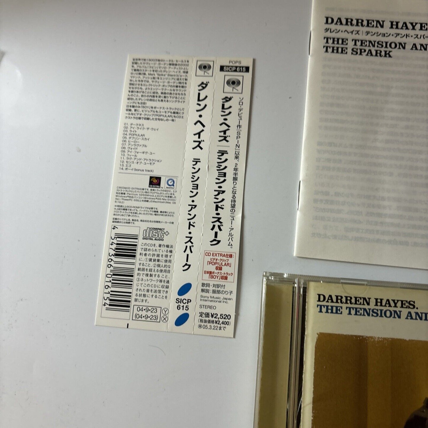 Darren Hayes - Tension and the Spark - Japan Bonus Track (CD, 2004) Obi Sicp-615