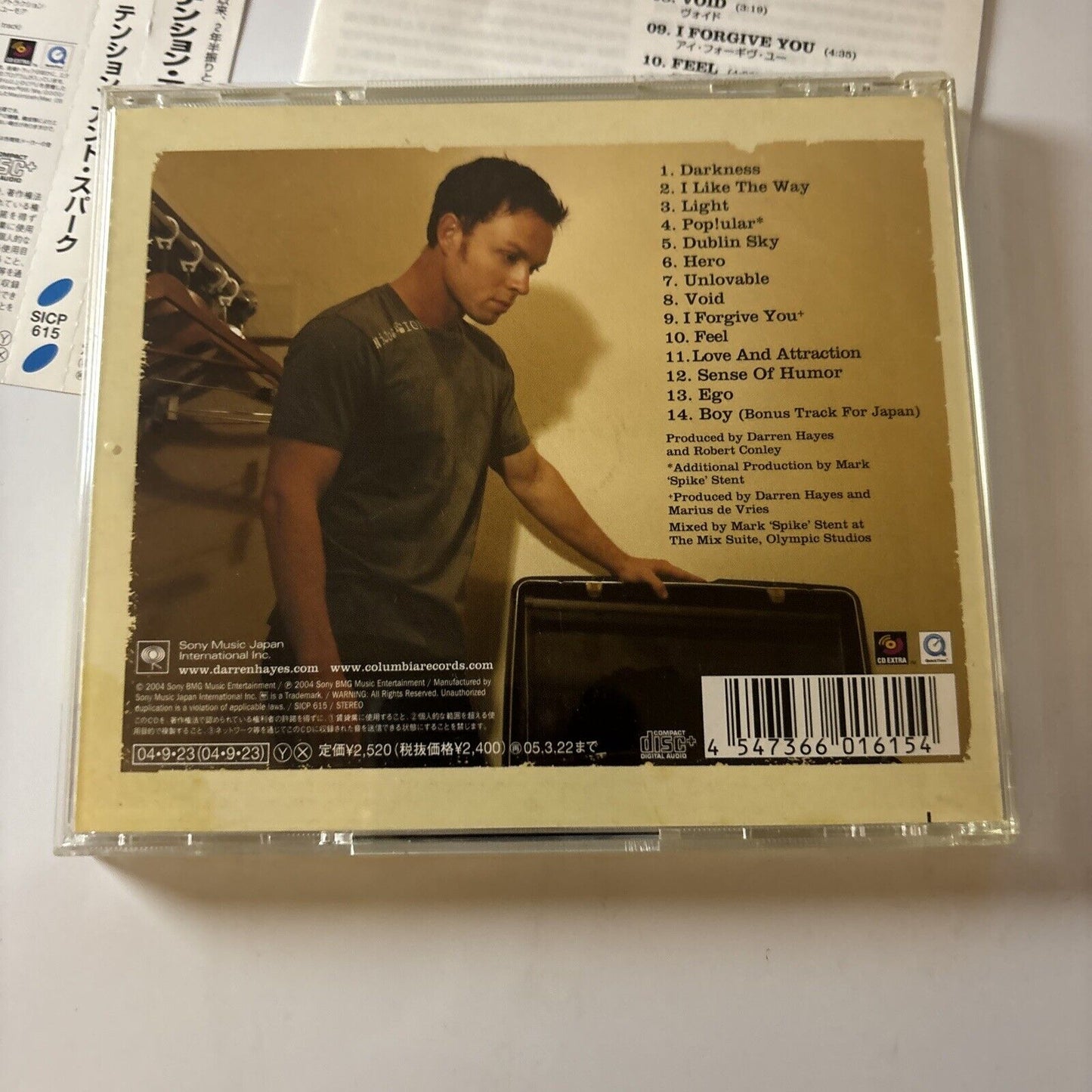 Darren Hayes - Tension and the Spark - Japan Bonus Track (CD, 2004) Obi Sicp-615