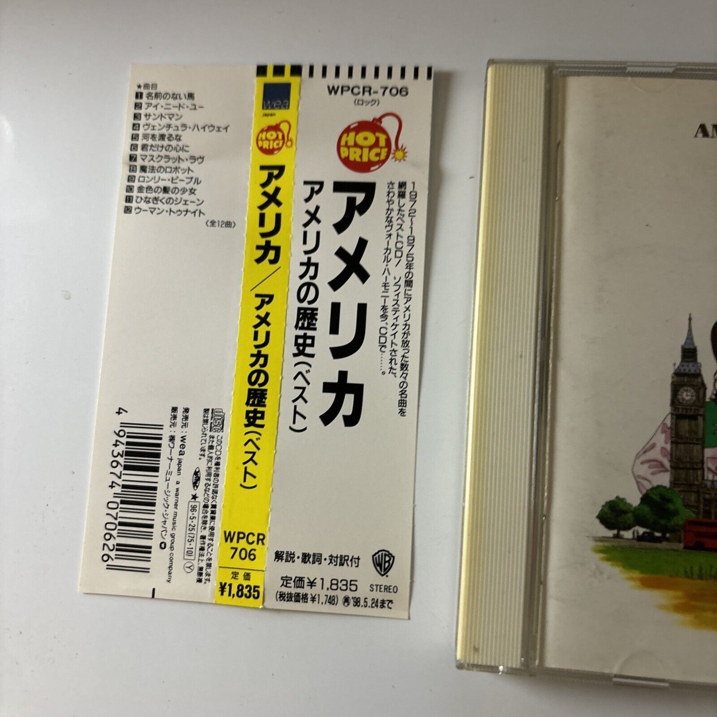 America - America's Greatest Hits / History (CD, 1975) Obi Japan Wpcr-706