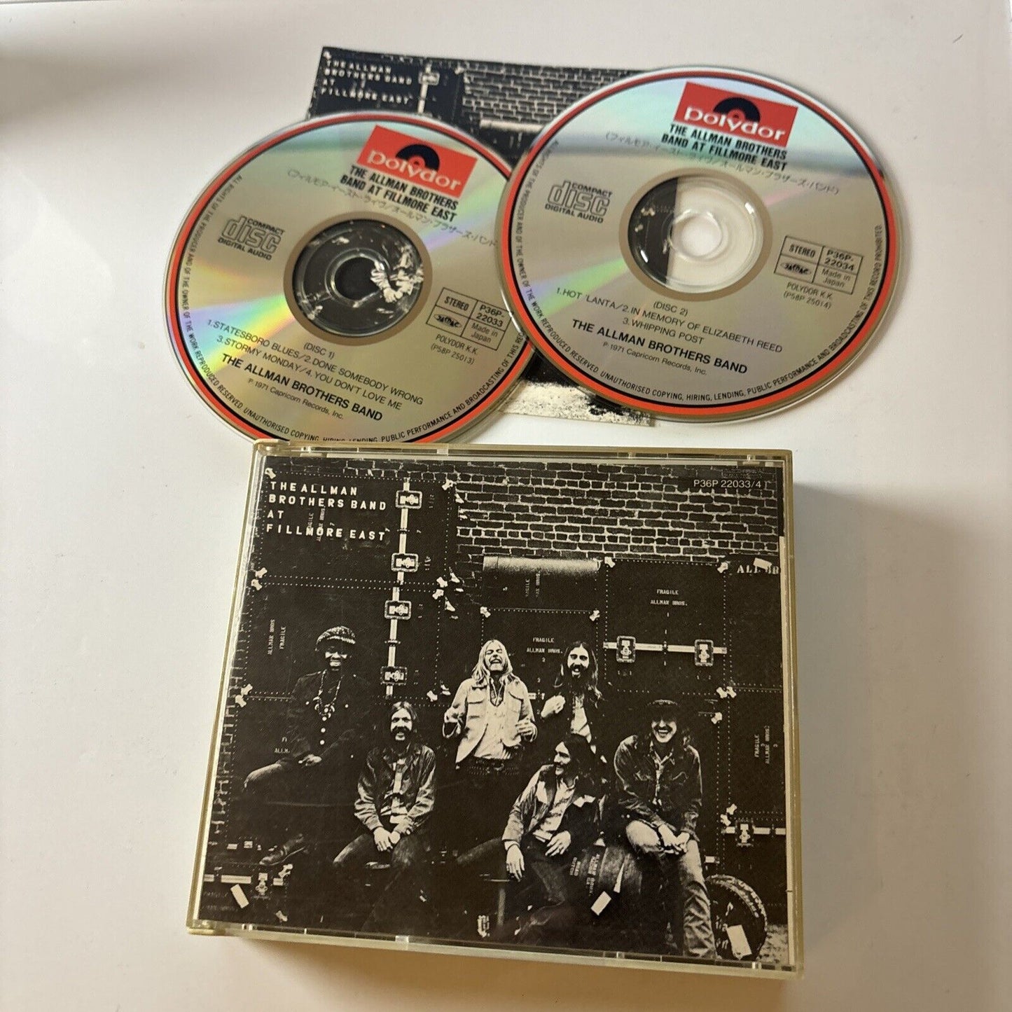 The Allman Brothers Band At Fillmore East (CD, 1989, 2-Disc) Japan P36p-22033/4
