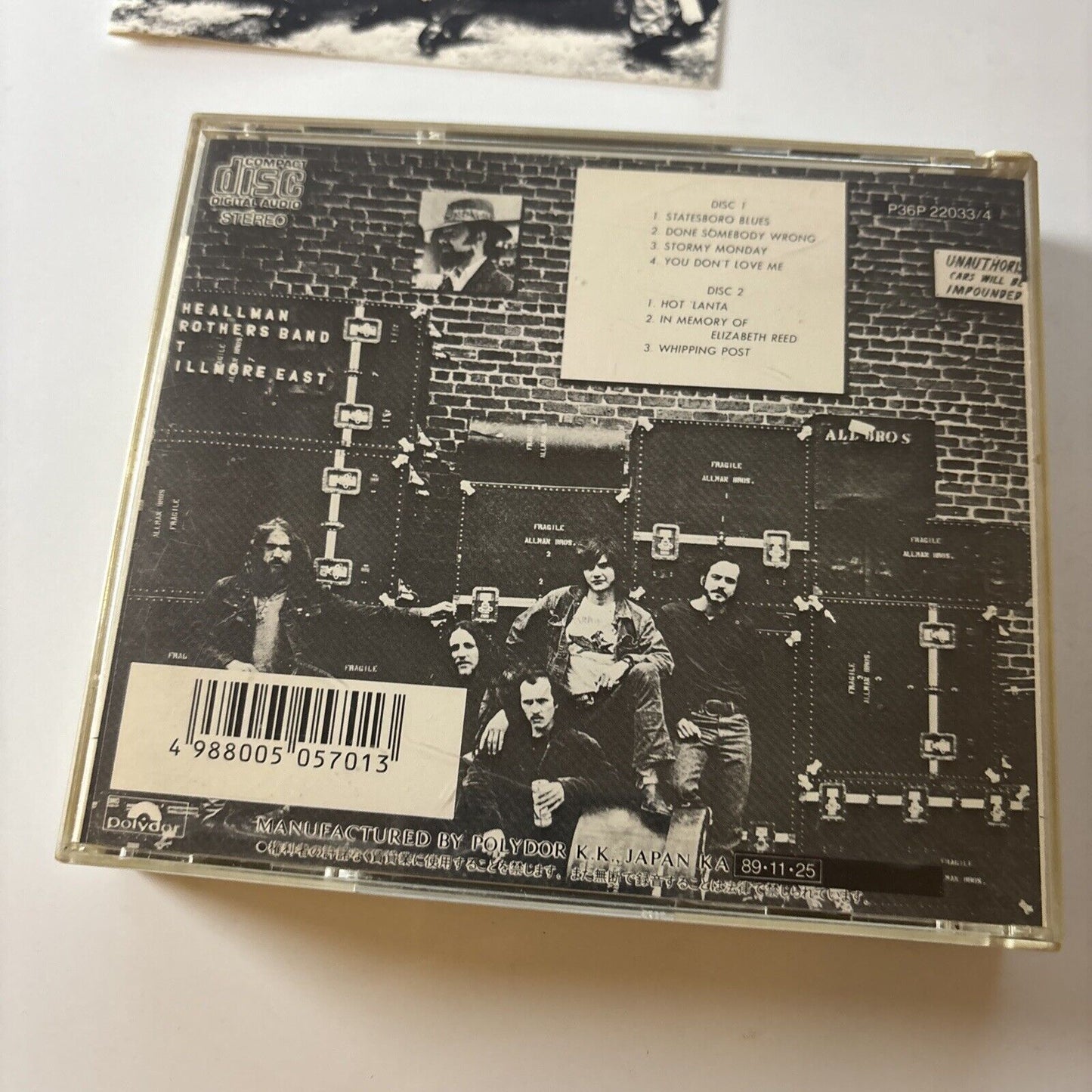 The Allman Brothers Band At Fillmore East (CD, 1989, 2-Disc) Japan P36p-22033/4