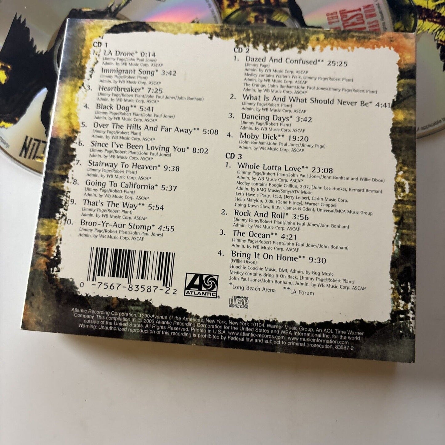 Led Zeppelin - How the West Was Won (CD, 2003, 3-Disc) 83587-2 Digipak