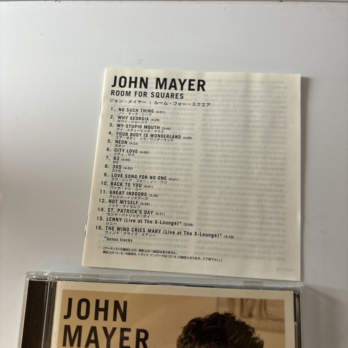 John Mayer - Room for Squares [Bonus Track] (CD, 2001) Japan SICP-119