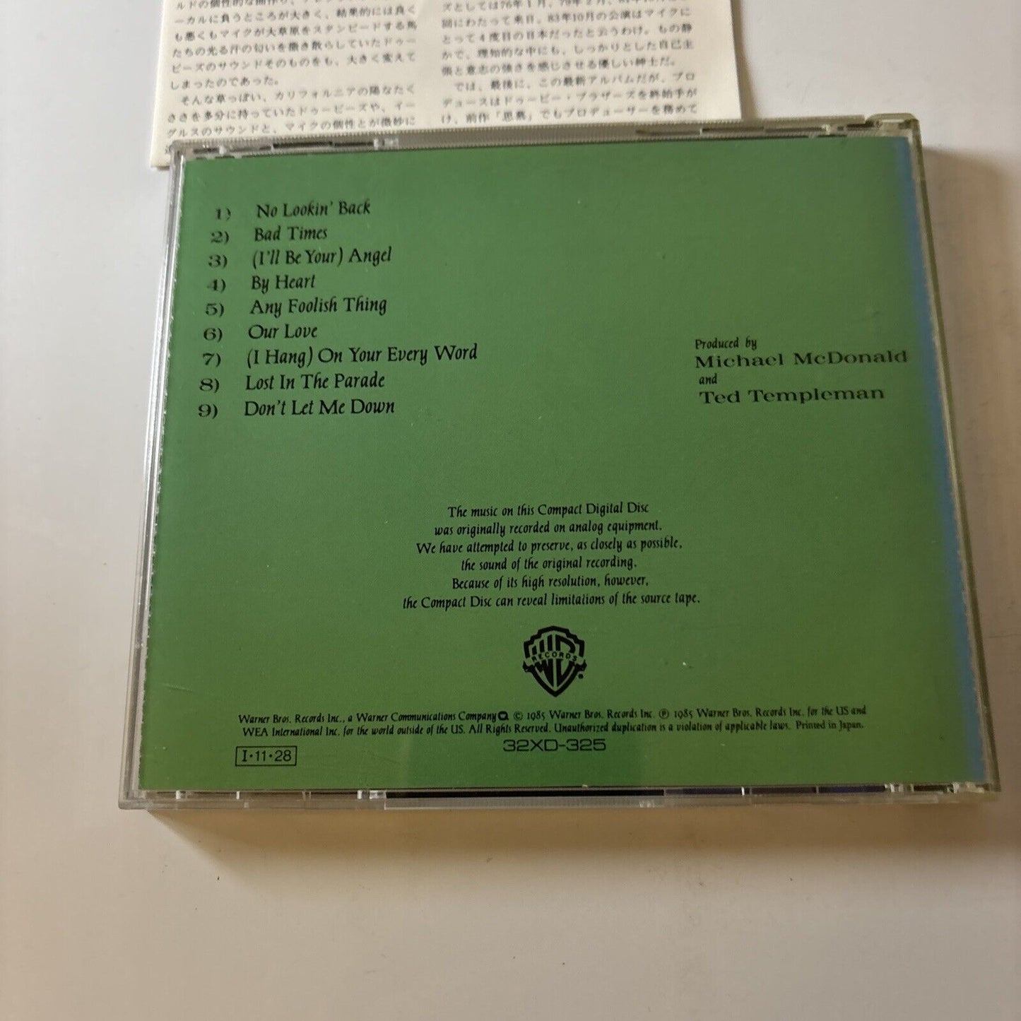 Michael McDonald - No Lookin' Back (CD, 1985) Japan 32xd-325