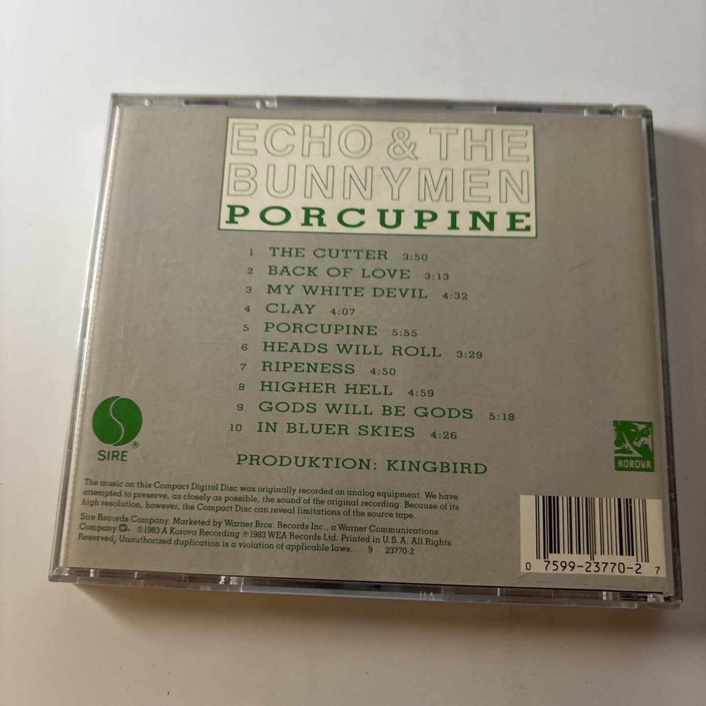 Echo & the Bunnymen - Porcupine (CD, 1990) 923770-2