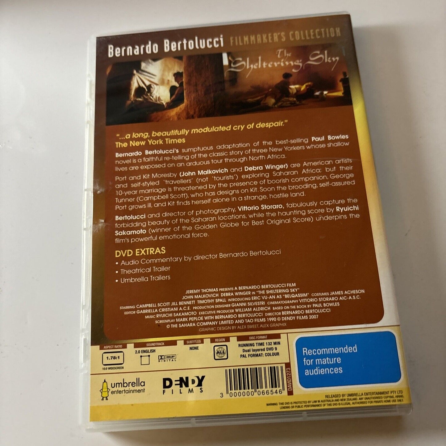 The Sheltering Sky (DVD, 1990) Debra Winger, John Malkovich  NEW All Regions