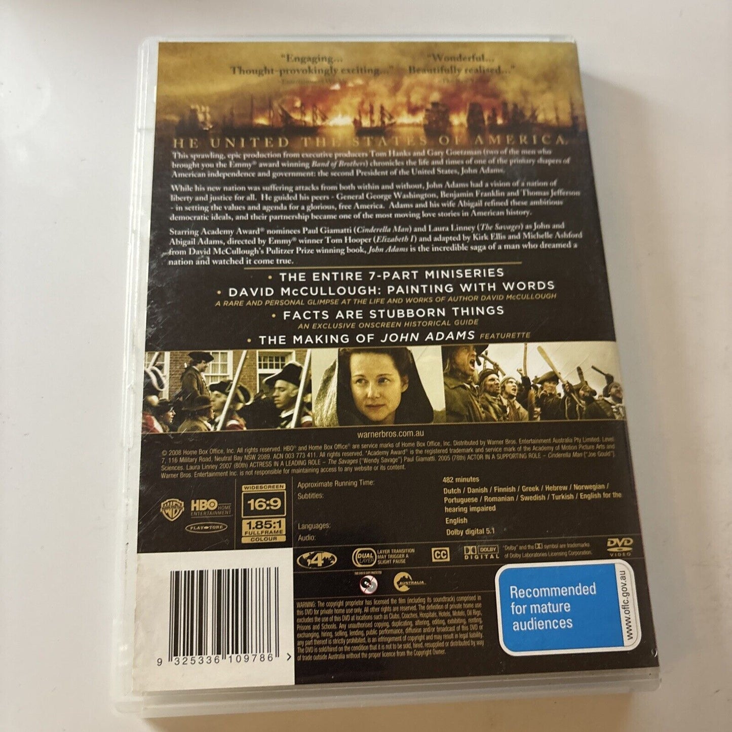 John Adams (DVD, 2008, 3-Disc) Justin Theroux, Laura Linney  Region 4