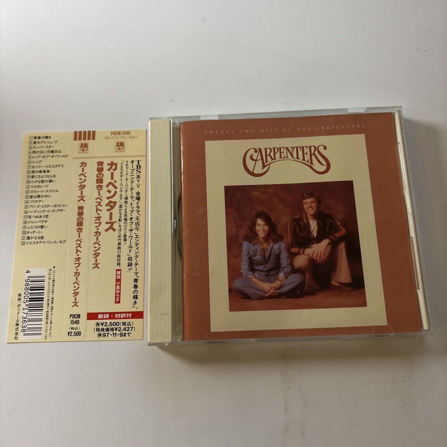 Carpenters - Twenty-Two Hits Of The Carpenters  (CD, 1995) Obi Japan Pocm-1540